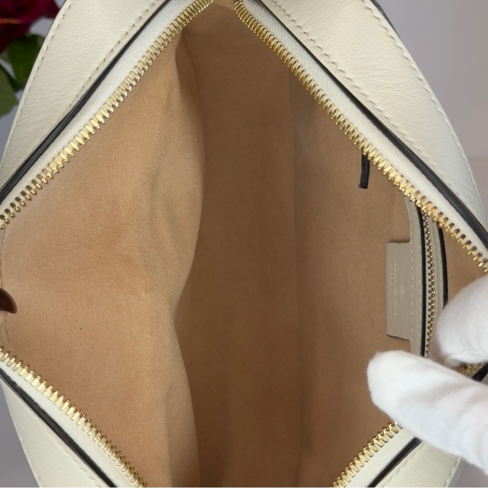 GUCCI Horsebit 1955 Ivory Brown GG Supreme Leather Crossbody Shoulder Bag + COA - Picture 11 of 13